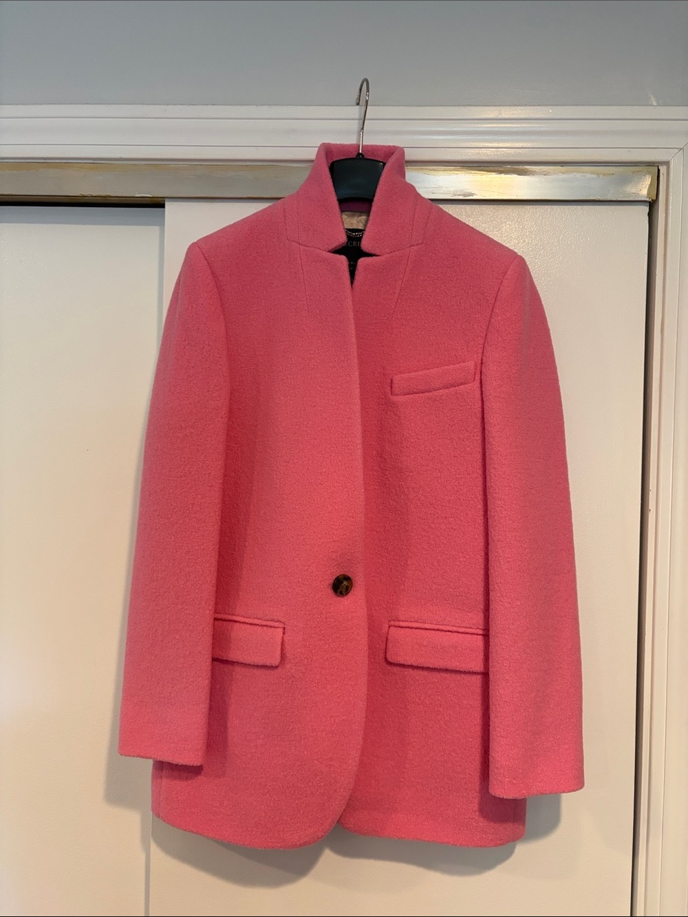 J. Crew Pink Boiled Wool Italian Single-Button Coat